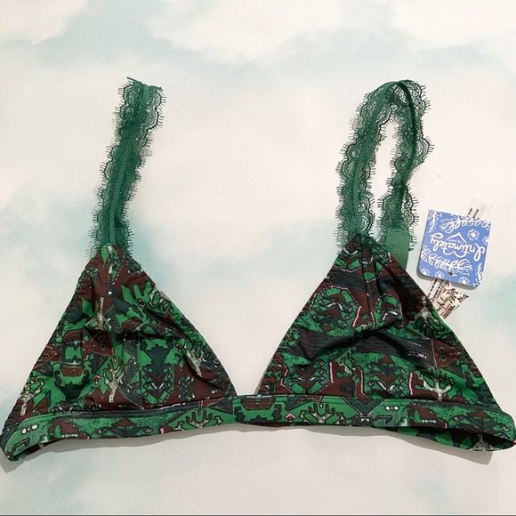 Free People Other - FREE PEOPLE Green Comb Printed Bralette Size Small